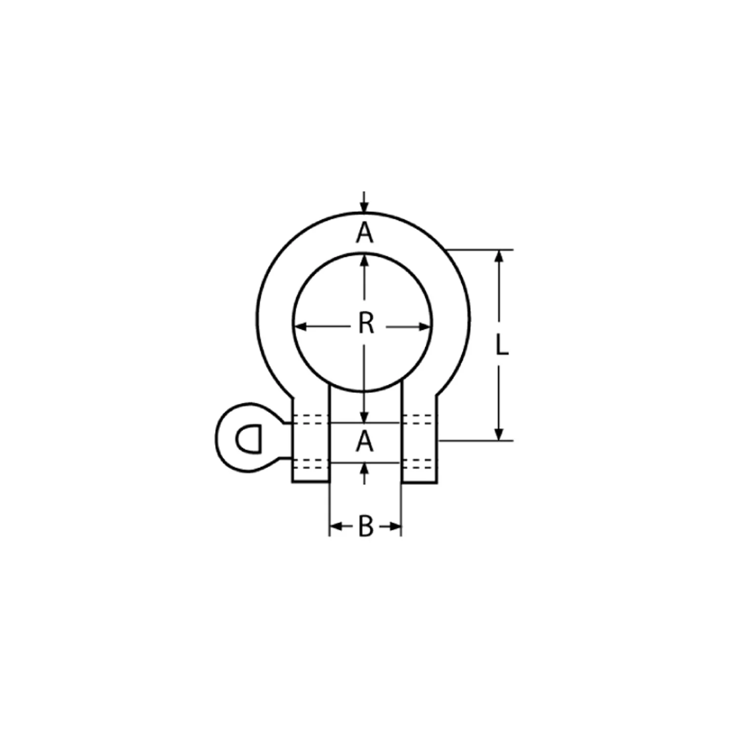 Bugschäkel A4-AISI 316 - Geschweift, 5mm