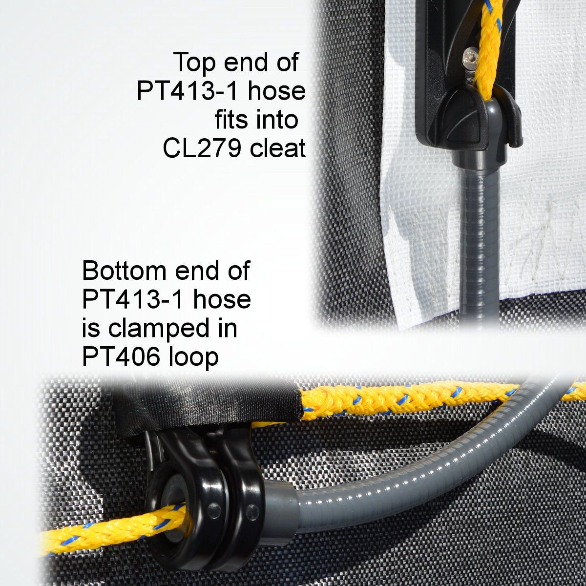 Rope assembly yellow 10mm, 10m with loop for recycling bag